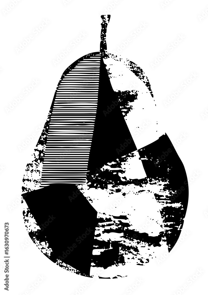 Poster vector abstract pear with halftone and distressed textures.