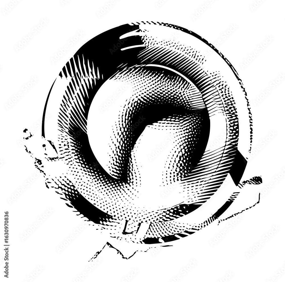 Aufkleber vector dynamic spiral features textured lines and abstract form.