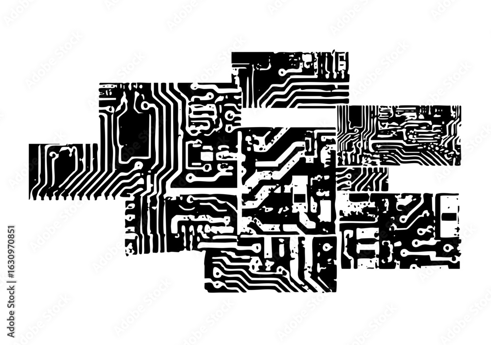 Aufkleber vector intricate circuit board forms a cross-shaped .