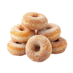 Stack of Freshly Glazed Donuts with Sugar Coating on White Background