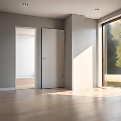Empty Room with Natural Light and White Door