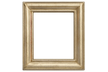 Empty golden vintage frame with transparent background isolating frame, creating space for artwork or design