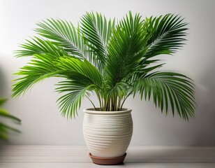 Obraz premium vibrant parlor palm in ceramic pot lush green foliage palm lush tropical plant