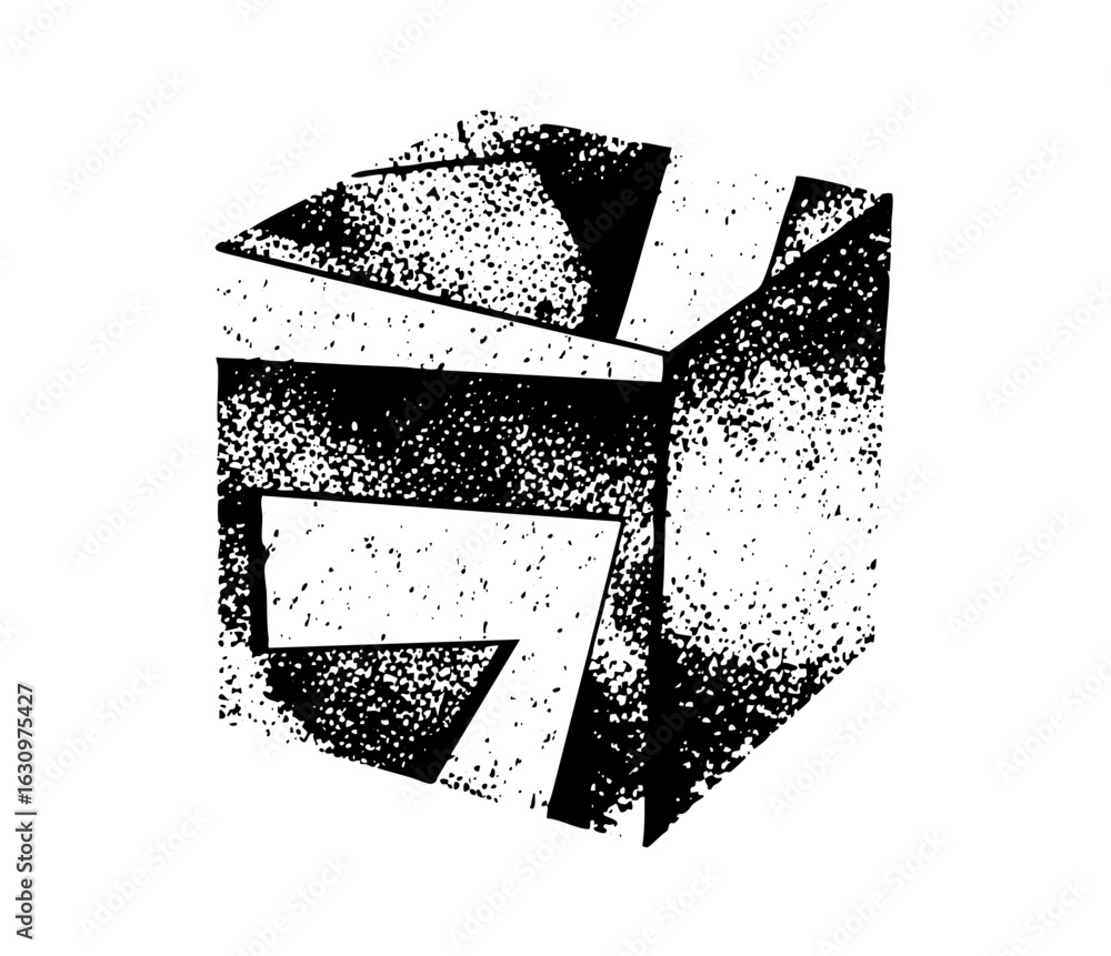 Poster vector abstract geometric number seven with distressed texture.