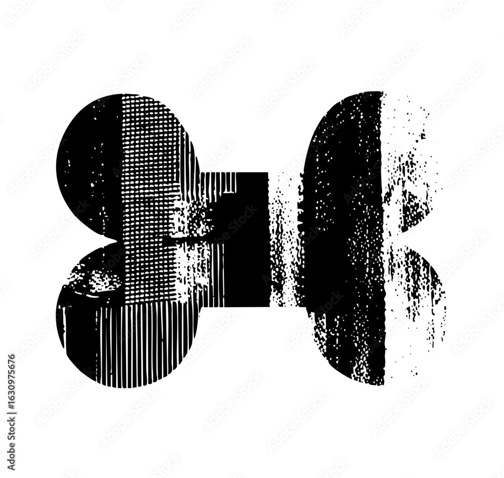 Poster vector abstract bone shape with textured fill.