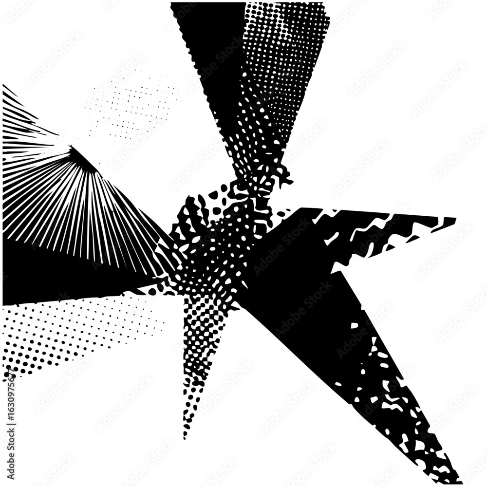 Poster vector dynamic abstract shapes converge in a striking monochrome .
