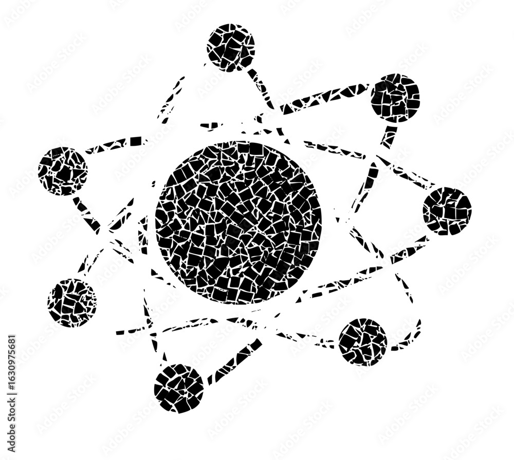 Poster vector abstract atomic structure with interconnected orbital paths.