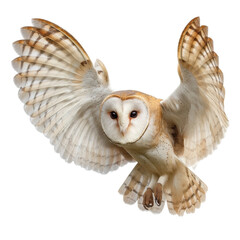 Majestic Barn Owl in Flight with Outstretched Wings Displaying Beauty
