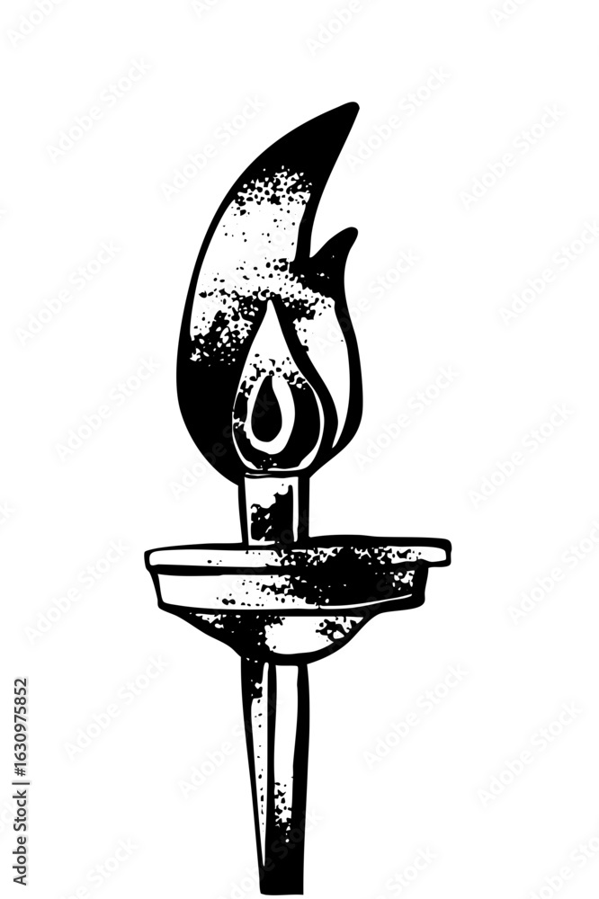 Poster vector stylized torch with a flickering flame.