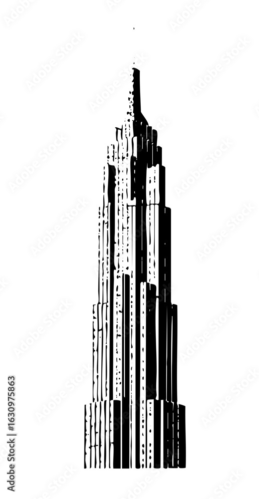 Poster vector abstract skyscraper with bold black vector shapes.