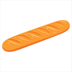 Fresh whole baguette bread baked bakery goods with long bread roll. Appetizing food art pastry outline style ideal for bakery menus and bread illustrations.