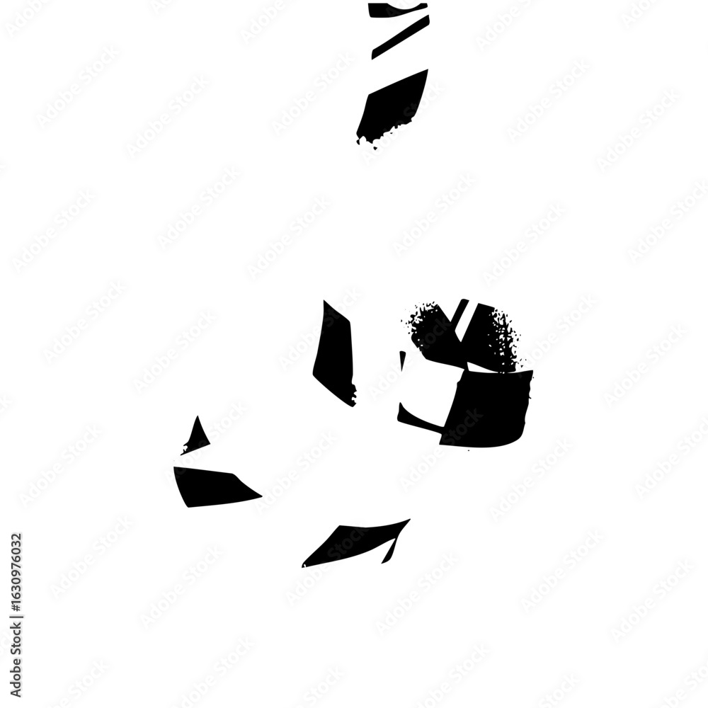Poster vector abstract black shards dynamically scatter across a white space.