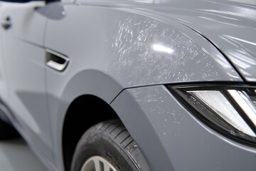 Fototapeta premium Gray car fender with many tiny cracks