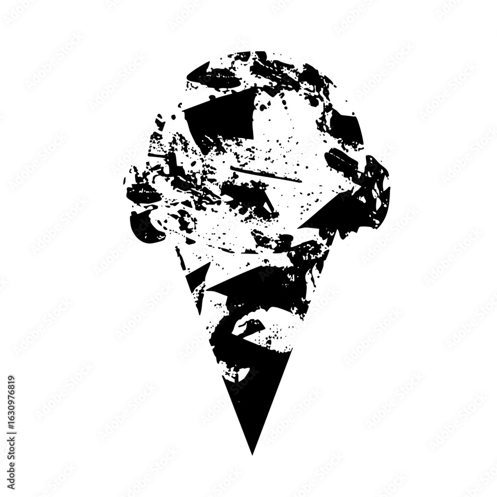 Poster vector abstract portrait of a determined mans face in distressed vector style.