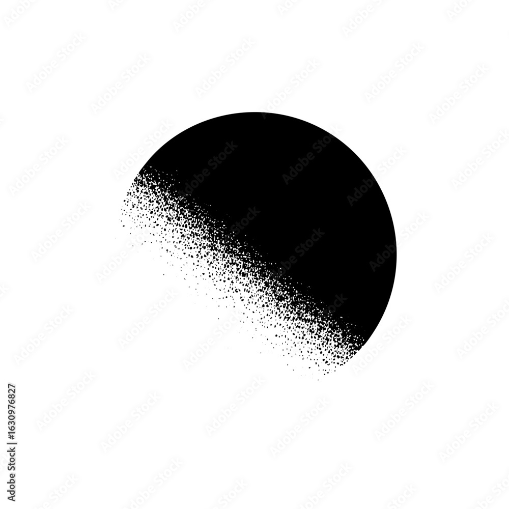 Poster vector abstract black circle dissolving into particles