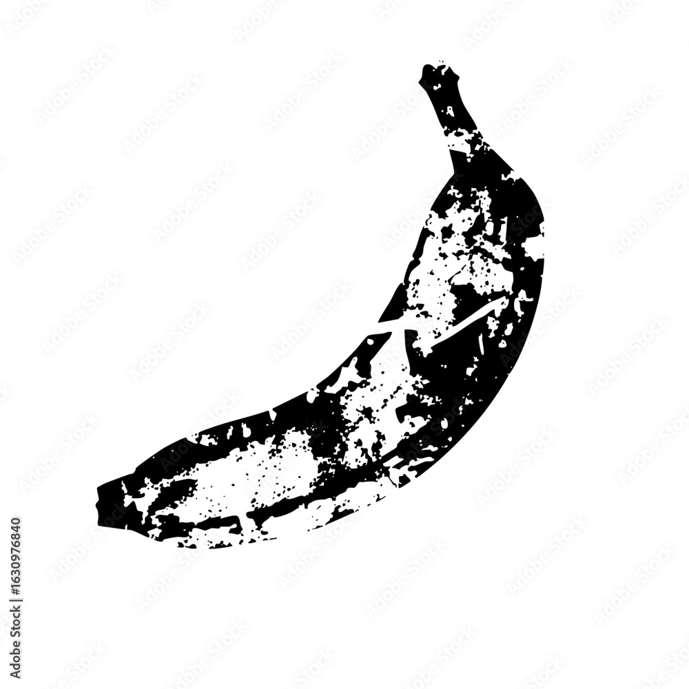 Poster vector distressed banana with a textured monochrome style.