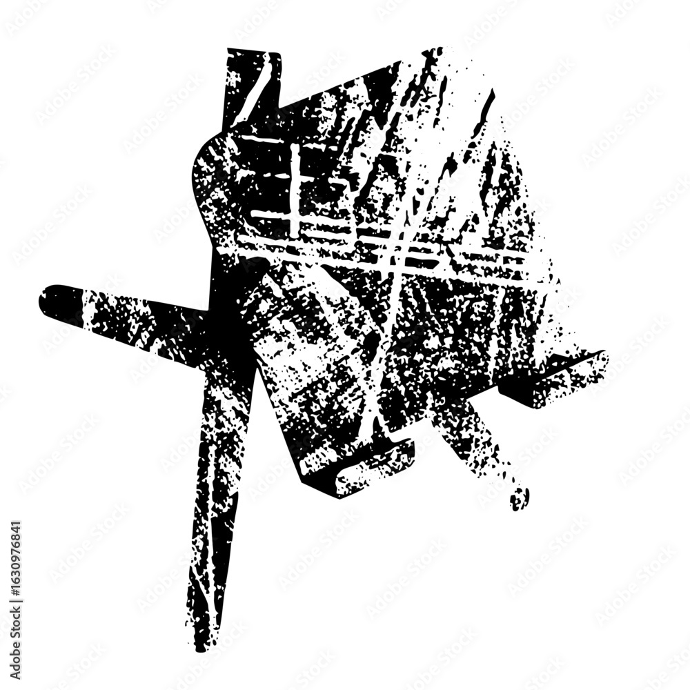 Poster Vector Abstract distressed geometric shape with intersecting lines.