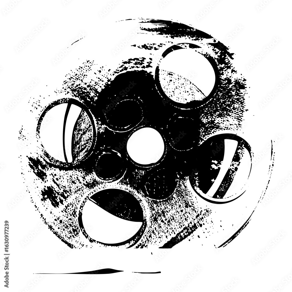 Poster vector abstract floral with circular elements and textured finish.