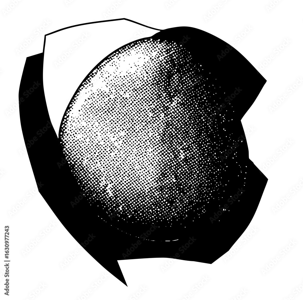 Poster vector abstract helmet with halftone shading.
