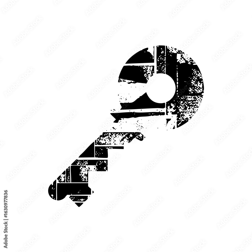 Poster vector abstract key with a lightbulb silhouette.