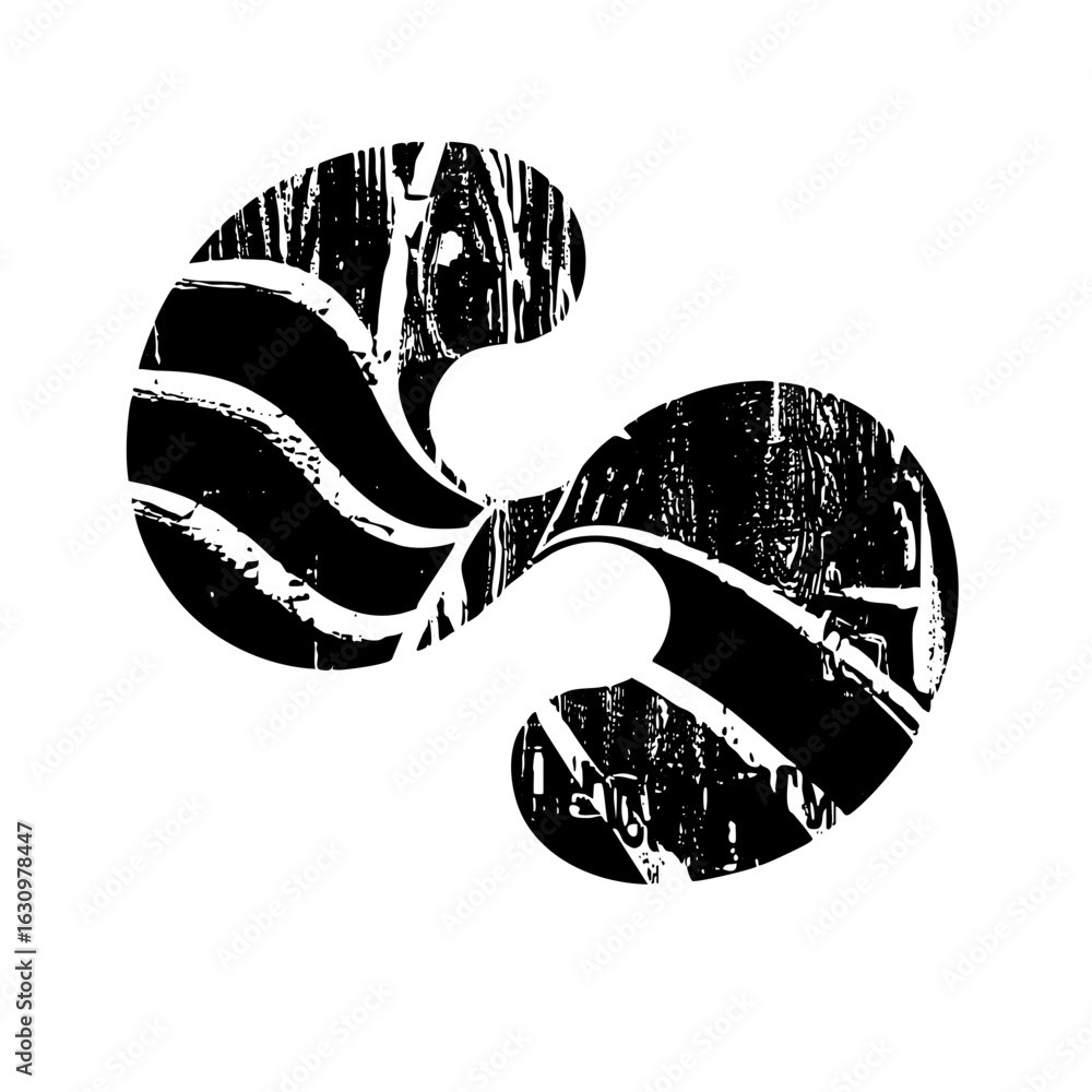 Aufkleber vector abstract swirling shapes create a dynamic monochrome emblem.