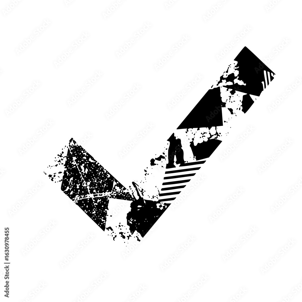 Poster vector distressed checkmark vector with textured details.