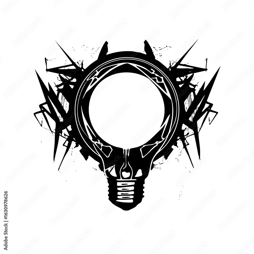 Poster vector abstract lightbulb with sharp vector elements.
