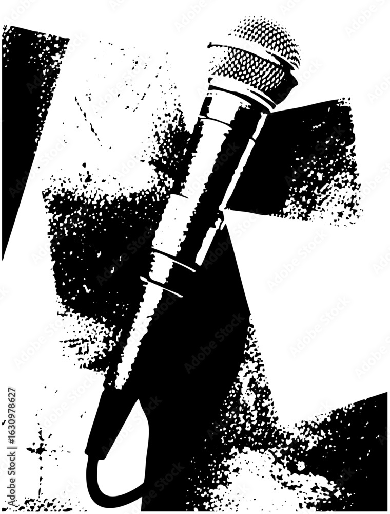 Poster vector dynamic microphone with distressed texture.