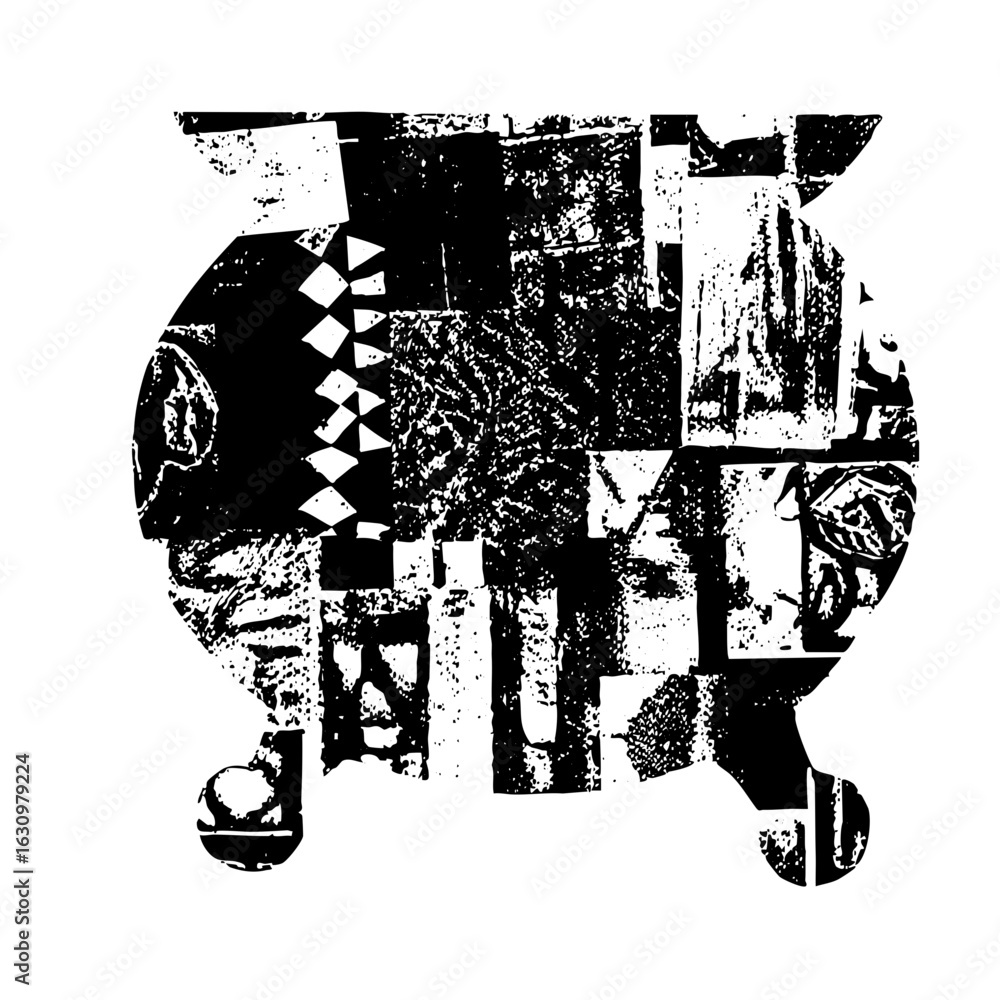 Poster vector abstract vehicle with fragmented geometric shapes.