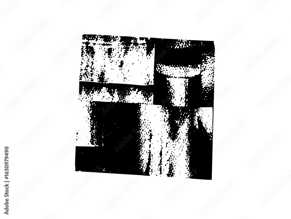 Aufkleber vector abstract geometric composition featuring stacked blocks and a central m shape.