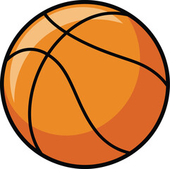 A simple and clean illustration of an orange basketball. A classic sports ball graphic isolated on a white background.