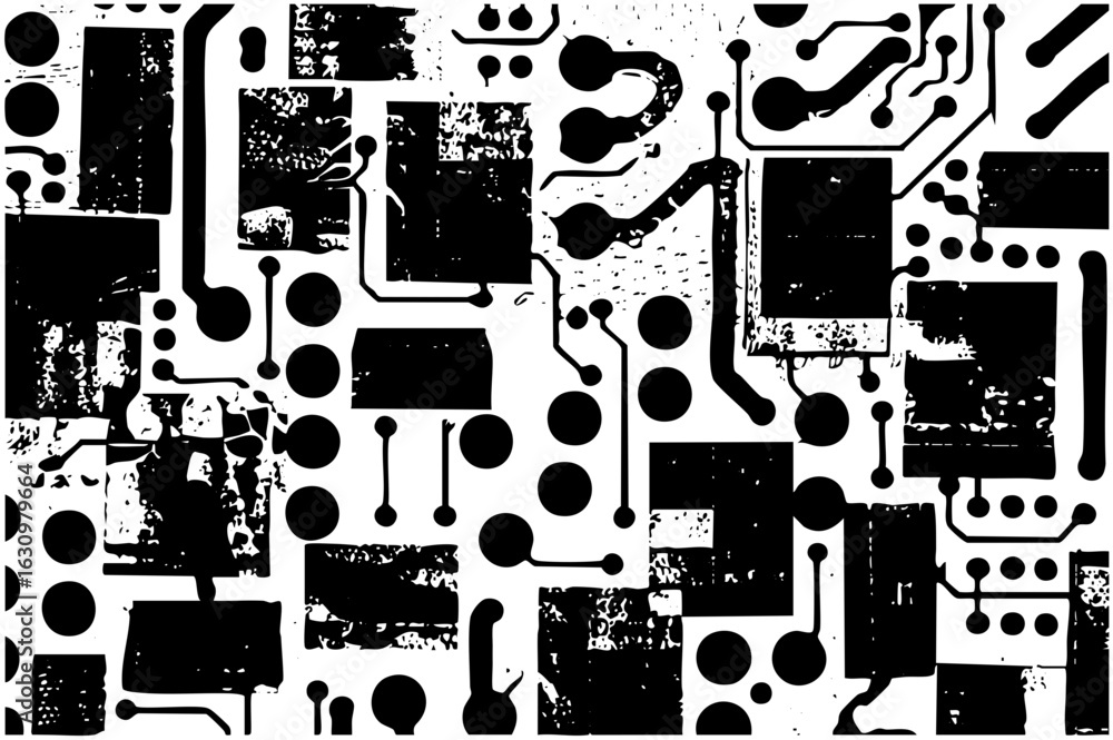 Aufkleber vector abstract circuit board with geometric shapes and lines.