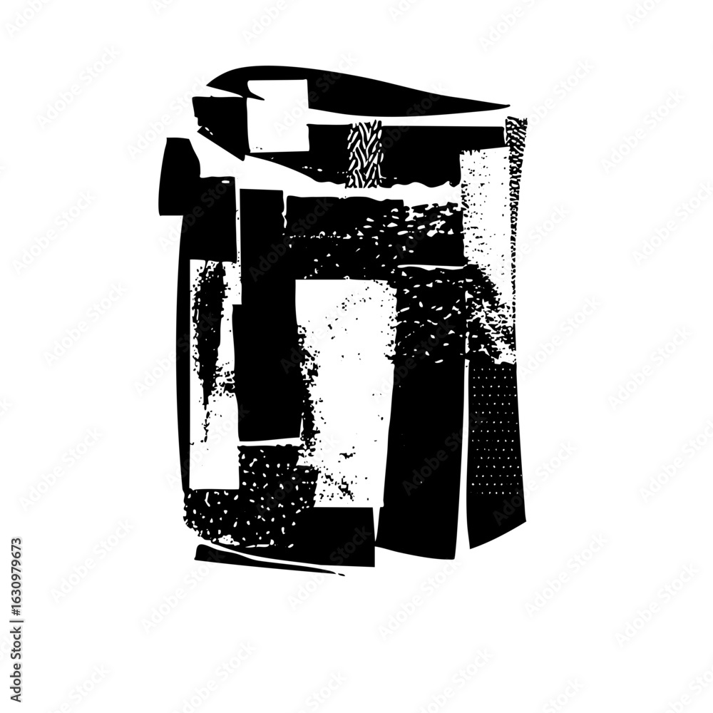 Poster vector abstract geometric of a stylized building with textured details.