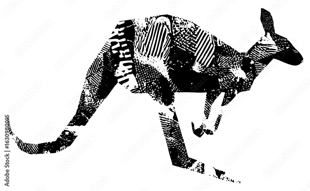 Poster vector abstract kangaroo with textured .