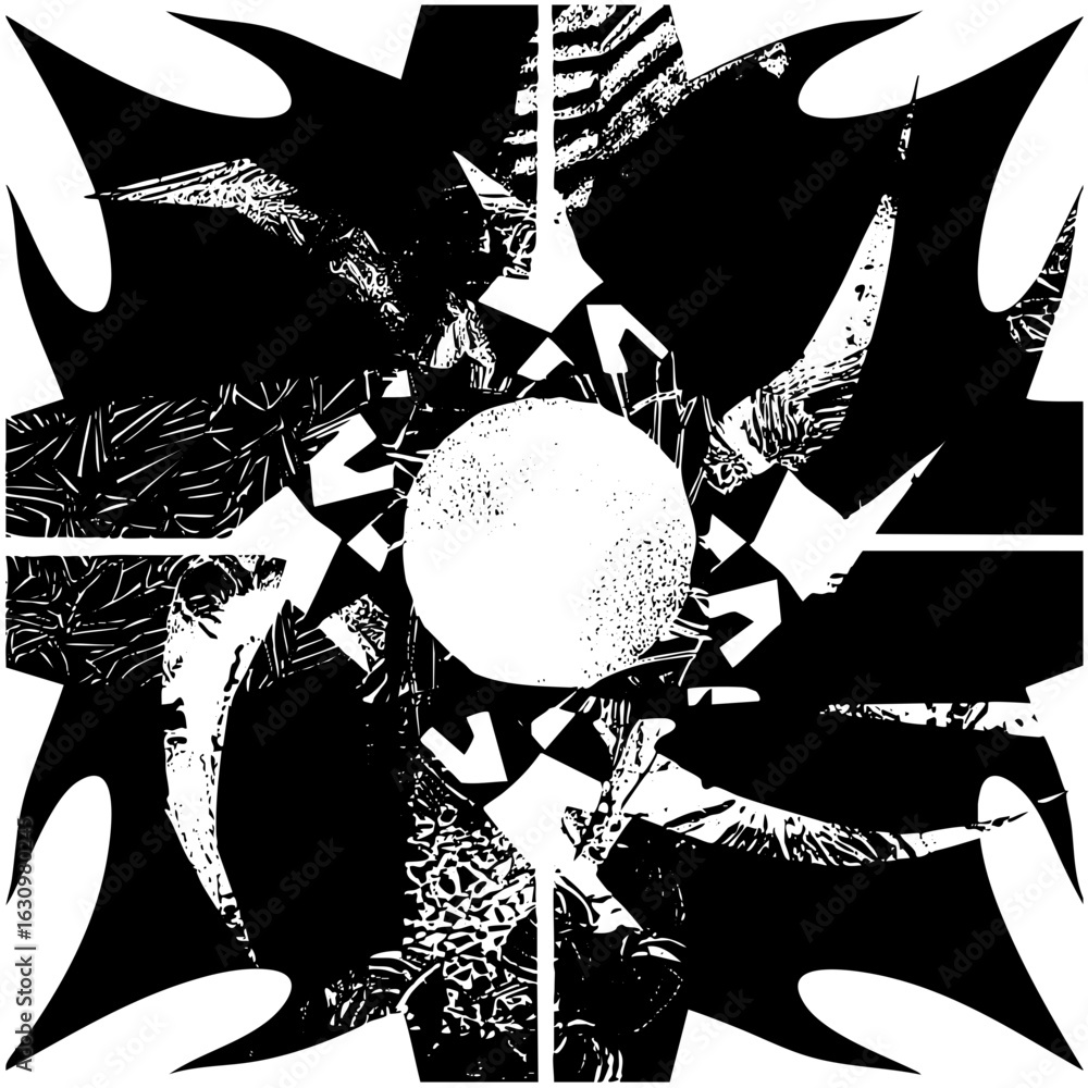 Poster Vector Abstract sphere with dynamic jagged shapes and linear textures.