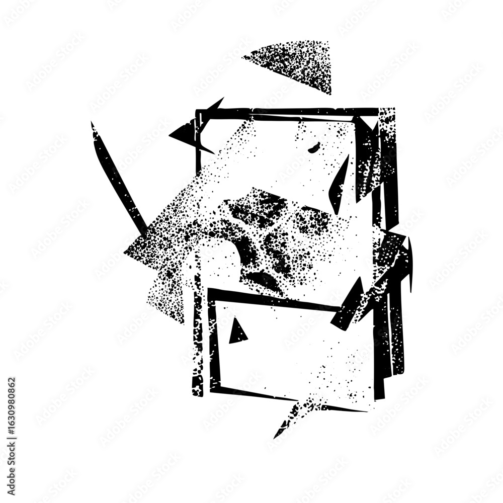 Poster vector abstract geometric composition with fragmented shapes and lines.