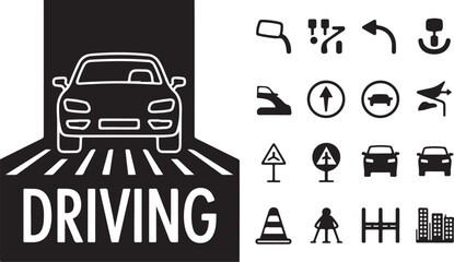 Car driving road symbols traffic
