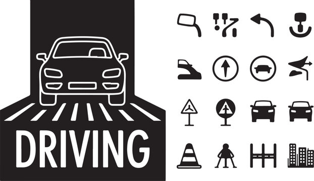 Car driving road symbols traffic