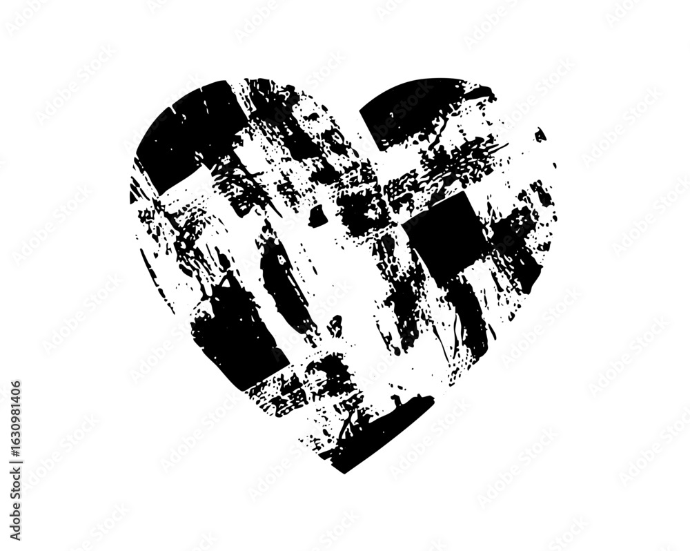 Poster vector abstract heart composed of distressed rectangular shapes.