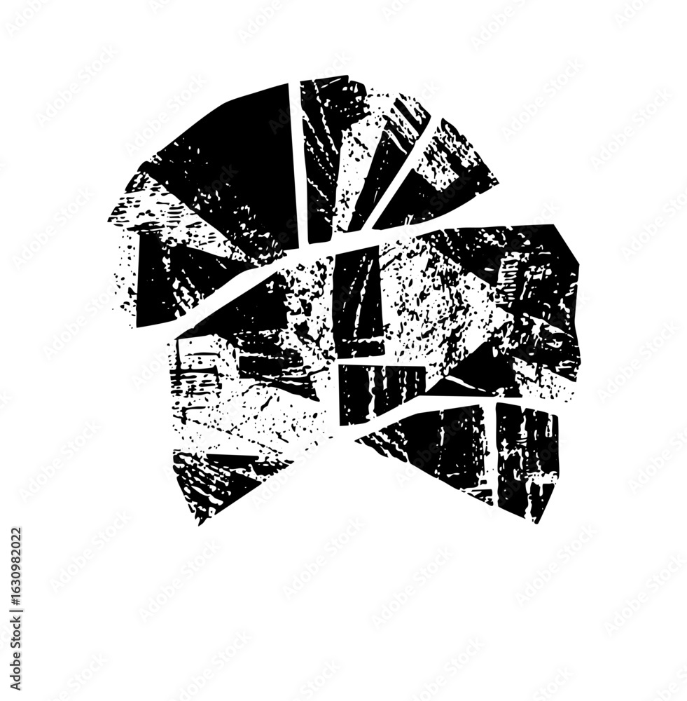 Poster vector abstract fragmented portrait of a face with geometric shapes.