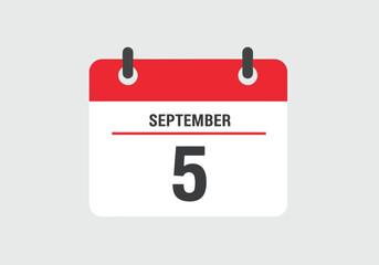 September Fifth Calendar Page Icon date
