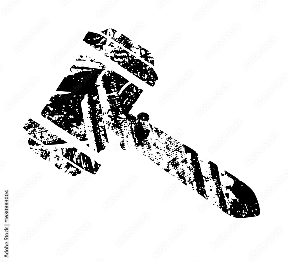 Poster vector abstract hammer with distressed texture.