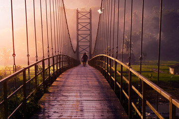 bridge over the river at Desa Baginda Sumedang West Java Indonesia