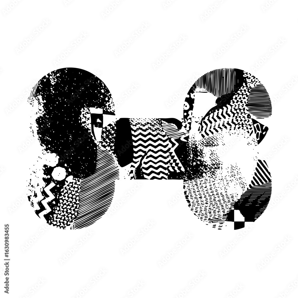 Poster vector abstract figure composed of textured geometric shapes.