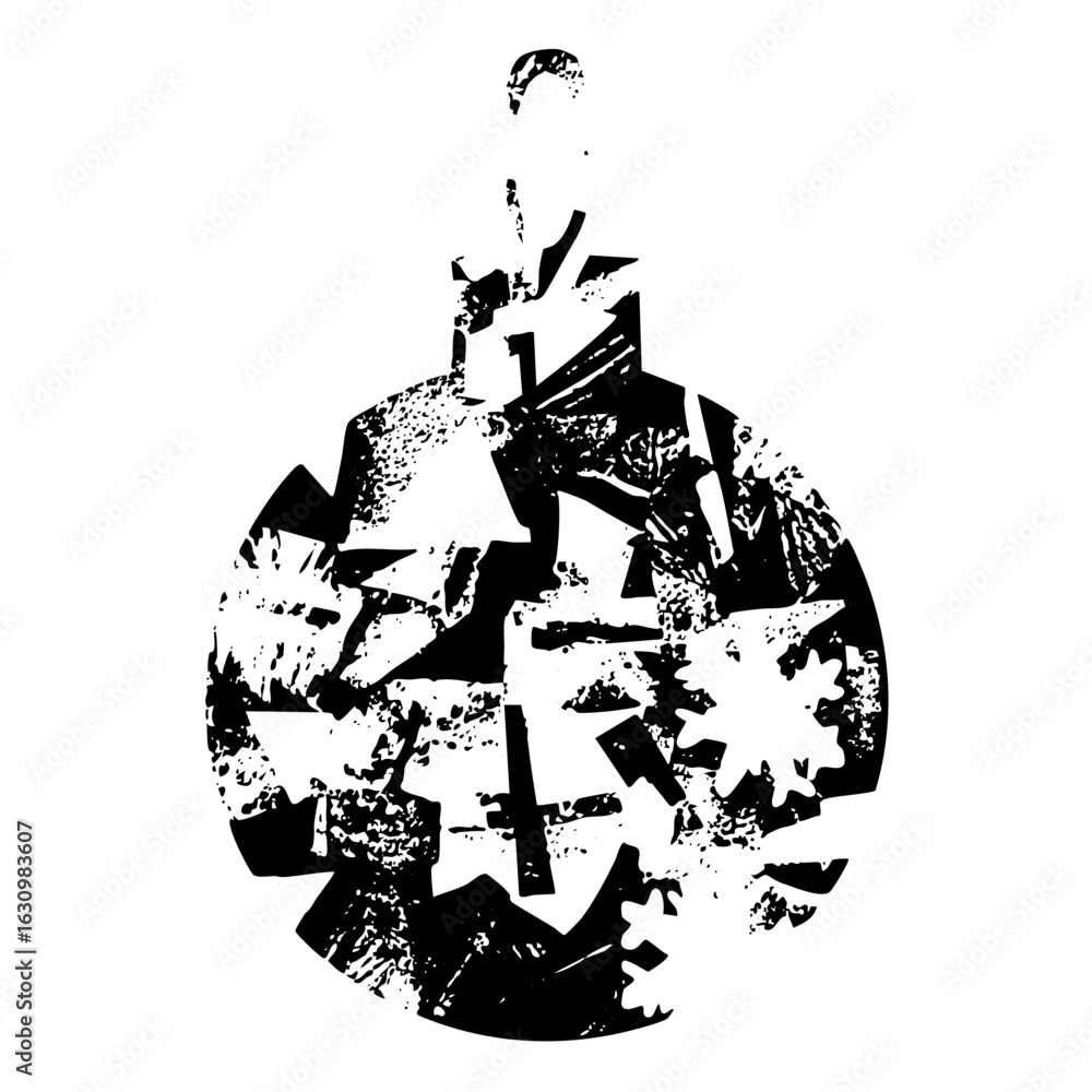 Poster vector abstract fractured sphere with a hanging loop.