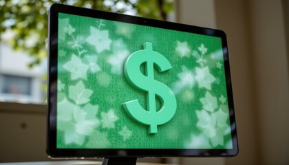 Creating an Illustration of Dollar Sign on Screen Business Environment Digital Artwork Modern Viewpoint