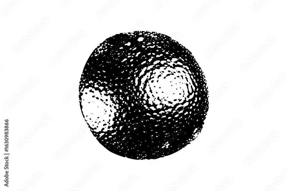 Poster vector abstract sphere with textured surface and focal points.