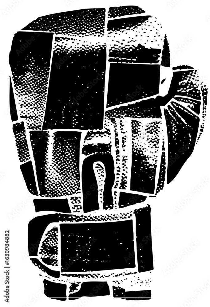Poster vector abstract face portrait constructed from geometric shapes.