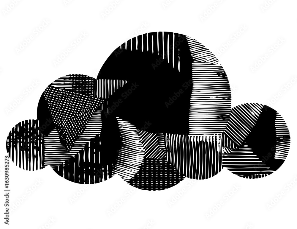 Poster vector abstract organic shapes with linear texture create a dynamic composition.