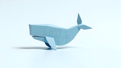 Origami Style Whale with Digital Symbols